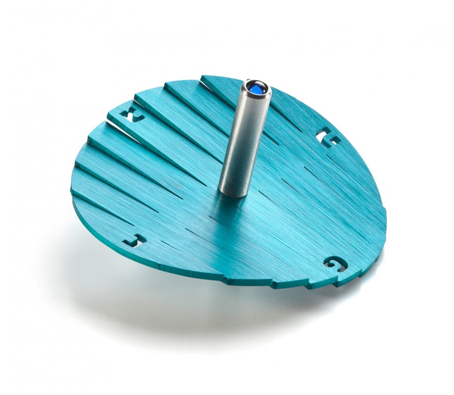 Adi Sidler Anodized Aluminum Waves Chanukah Dreidel - Turquoise