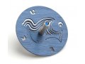 Adi Sidler Brushed Aluminum Chanukah Dreidel, Dove of Peace - Blue