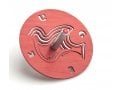 Adi Sidler Brushed Aluminum Chanukah Dreidel, Dove of Peace - Red