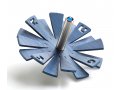 Adi Sidler Brushed Aluminum Chanukah Dreidel, Flying Petals Design - Blue