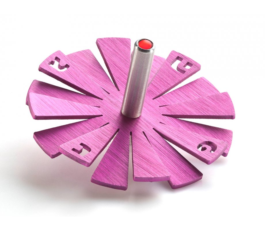 Adi Sidler Brushed Aluminum Chanukah Dreidel, Flying Petals Design - Pink