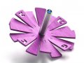 Adi Sidler Brushed Aluminum Chanukah Dreidel, Flying Petals Design - Purple