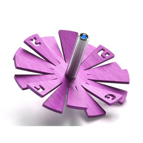 Adi Sidler Brushed Aluminum Chanukah Dreidel, Flying Petals Design - Purple