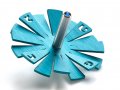 Adi Sidler Brushed Aluminum Chanukah Dreidel, Flying Petals Design - Turquoise