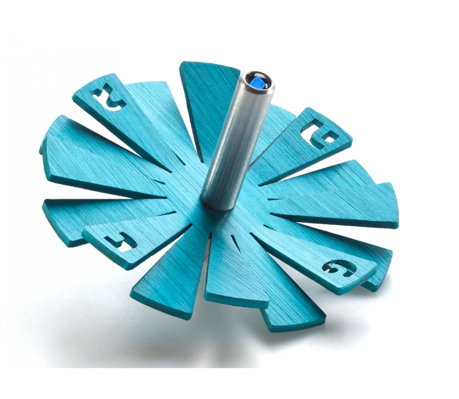 Adi Sidler Brushed Aluminum Chanukah Dreidel, Flying Petals Design - Turquoise