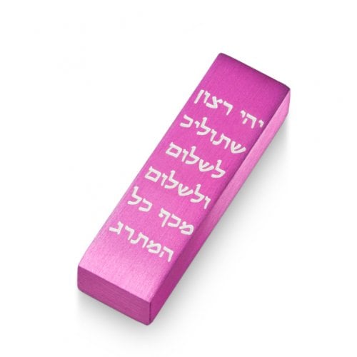 Adi Sidler Car Mezuzah with Hebrew Travelers Prayer Words - Pink