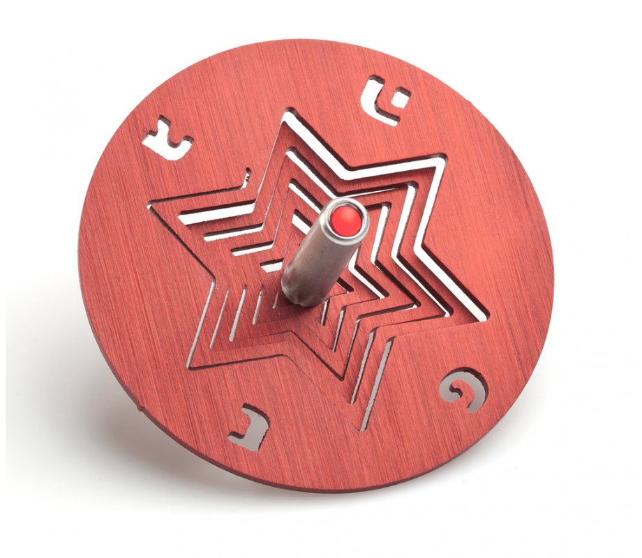 Adi Sidler Chanukah Dreidel with Stand Star of David - Red