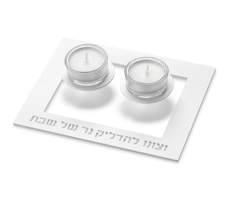Adi Sidler Contemporary Shabbat Candlesticks, Floating in Air – White