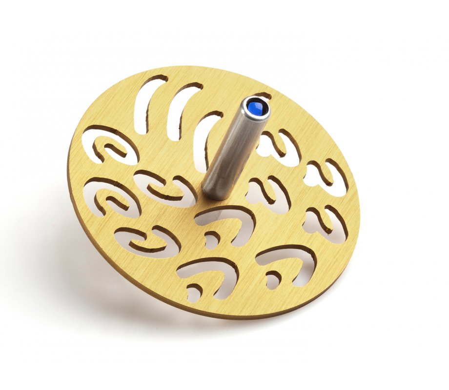 Adi Sidler Contemporary Style Chanukah Dreidel with Hebrew Letters - Gold