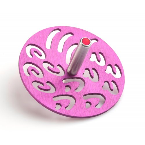 Adi Sidler Contemporary Style Chanukah Dreidel with Hebrew Letters - Pink
