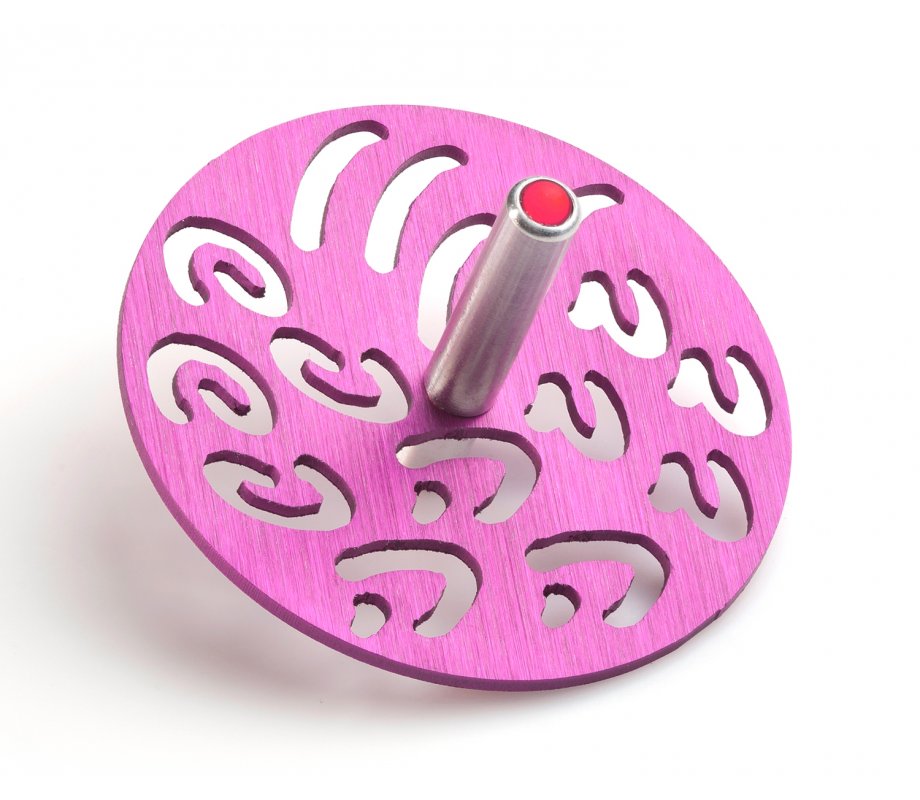 Adi Sidler Contemporary Style Chanukah Dreidel with Hebrew Letters - Pink