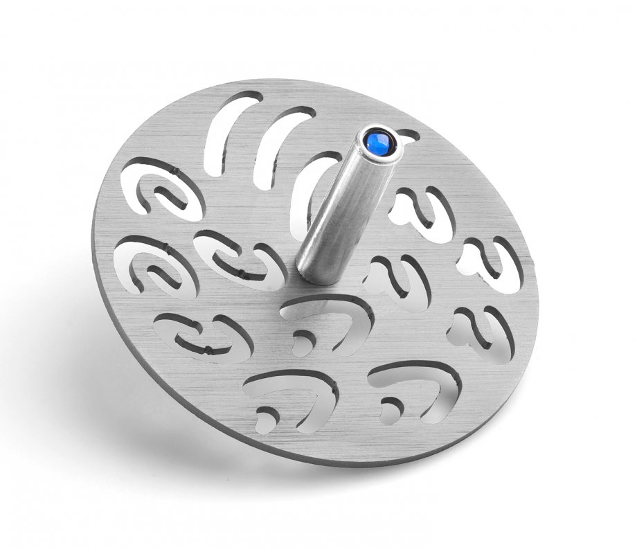 Adi Sidler Contemporary Style Chanukah Dreidel with Hebrew Letters - Silver