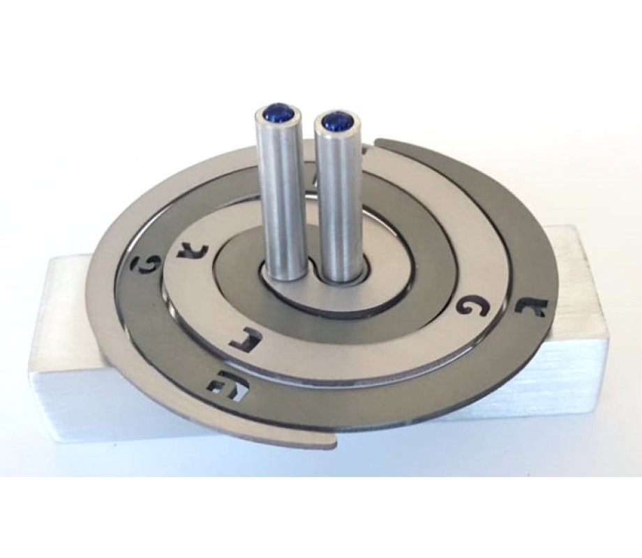 Adi Sidler Double Spiral Chanukah Dreidel, Brushed Aluminum - Gray and Silver