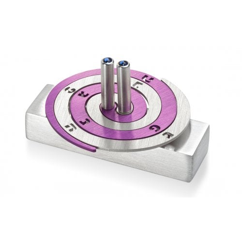 Adi Sidler Double Spiral Chanukah Dreidel Brushed Aluminum - Purple and Silver