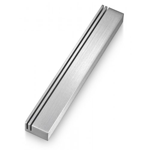 Adi Sidler Extra Large Mezuzah case, Vertical Tracks Resembling Shin - Silver