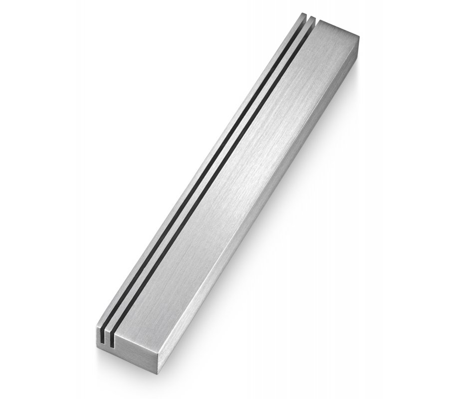 Adi Sidler Extra Large Mezuzah case, Vertical Tracks Resembling Shin - Silver