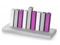 Adi Sidler Kinetic Hanukkah Menorah Aluminum - Purple, Gray and Silver Rods