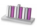 Adi Sidler Kinetic Hanukkah Menorah Aluminum - Purple, Gray and Silver Rods