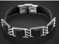 Adi Sidler Man's Black Leather Bracelet with Four Geometric Elements