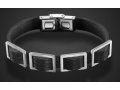 Adi Sidler Man's Bracelet, Black Leather with Four Rectangle Elements