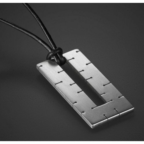 Adi Sidler, Man's Pedant Necklace Geometric Collection  Open Rectangle and Cord
