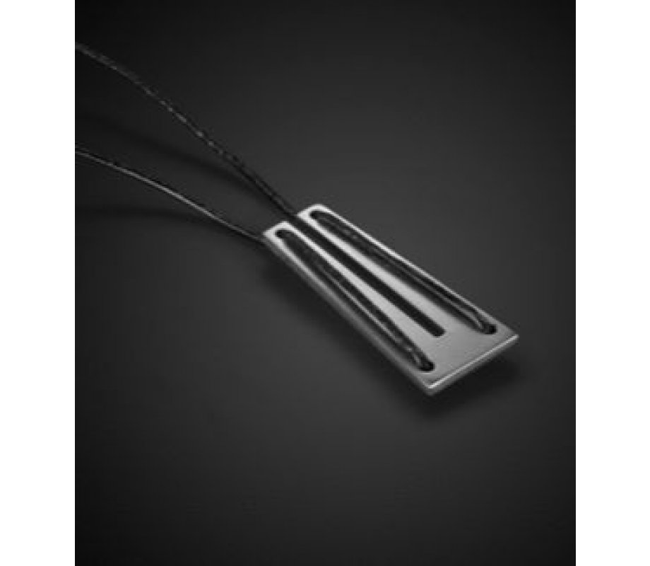 Adi Sidler Mans Pendant Necklace, Geometric Collection - Letter U & Black Cord