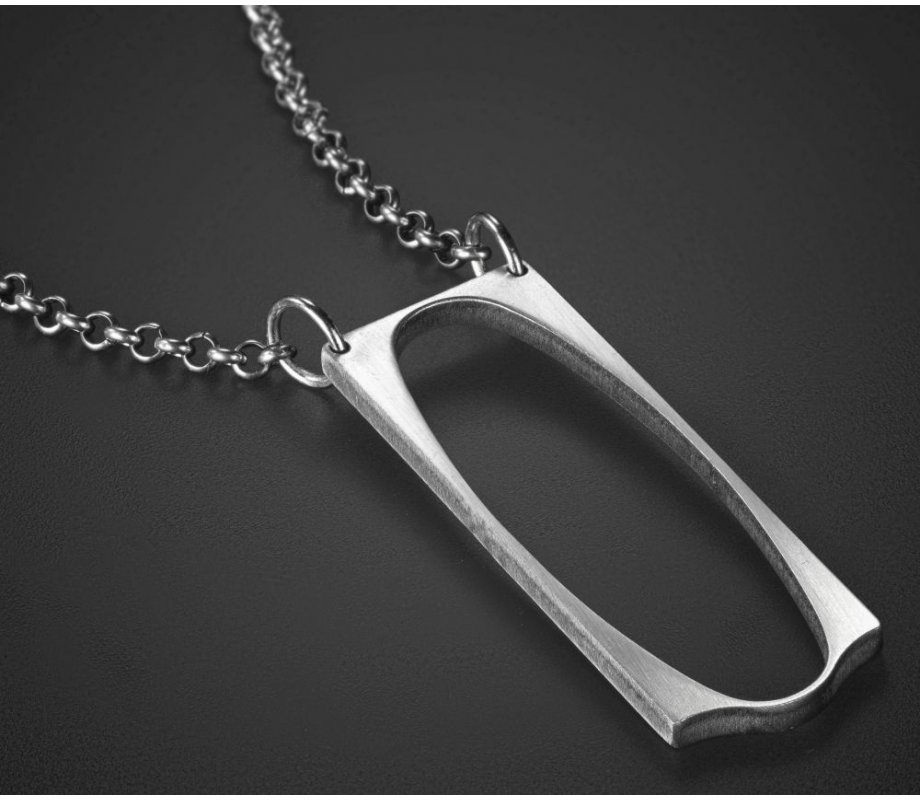 Adi Sidler Man's Pendant Necklace, Geometric Collection - Oval in Rectangle