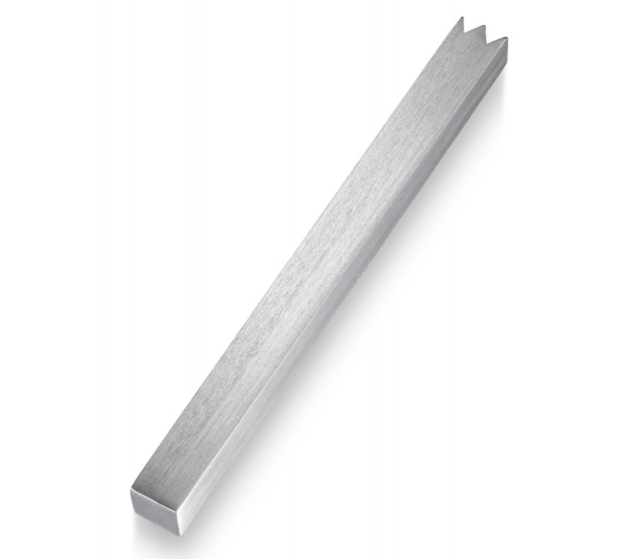 Adi Sidler Mezuzah Case, Brushed Aluminum with a Crown-Shin Cut – Silver