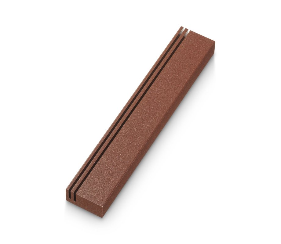 Adi Sidler Mezuzah Case, Vertical Side Tracks Resembling Shin - Rust Color