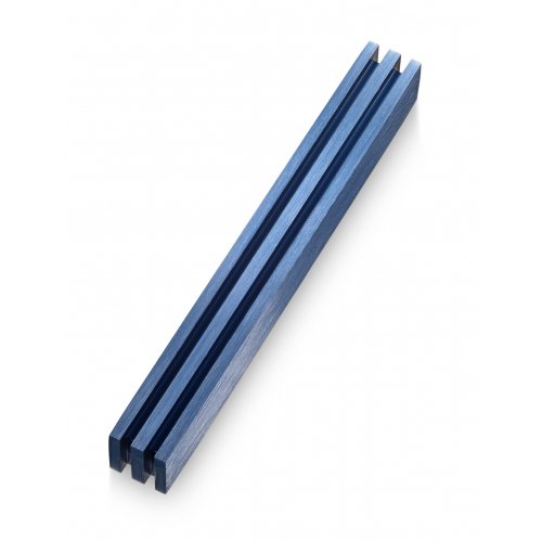 Adi Sidler Mezuzah Case with Vertical Channels Forming a Shin Letter  Blue