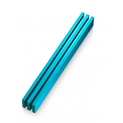 Adi Sidler Mezuzah Case with Vertical Channels Forming a Shin Letter  Turquoise