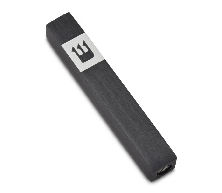 Adi Sidler Mini Mezuzah Case, Crown Shin Design - Black