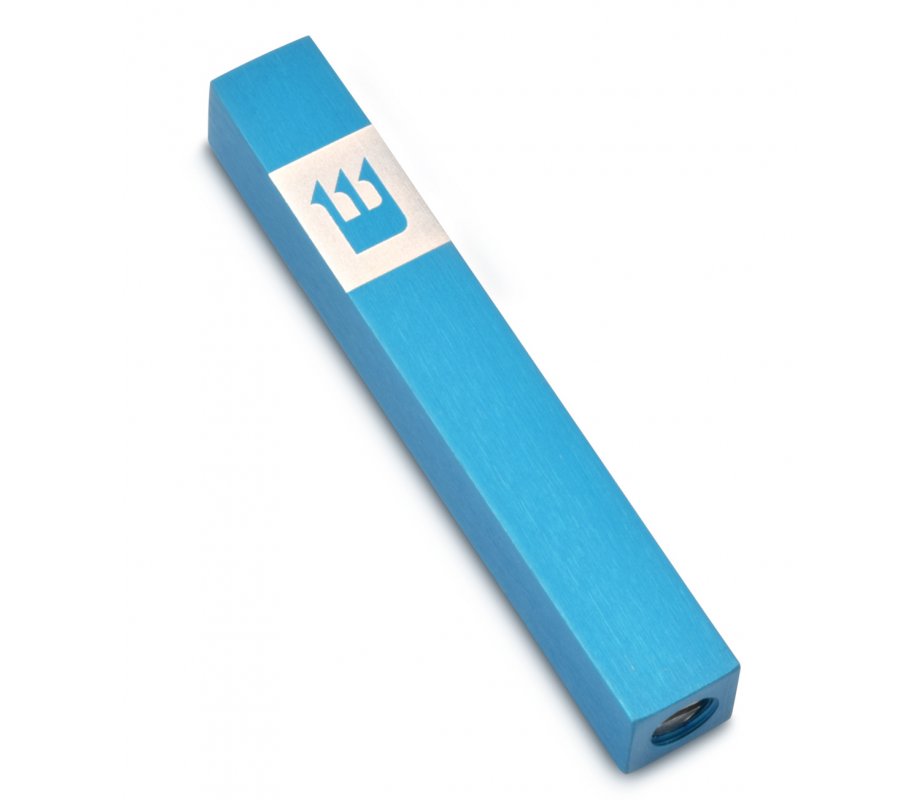 Adi Sidler Mini Mezuzah Case, Crown Shin Design - Turquoise