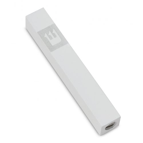 Adi Sidler Mini Mezuzah Case, Crown Shin Design - White