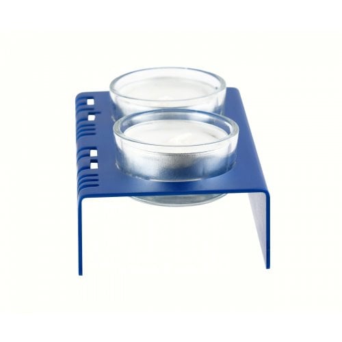 Adi Sidler Shabbat Shalom Candlesticks, Table Design - Blue