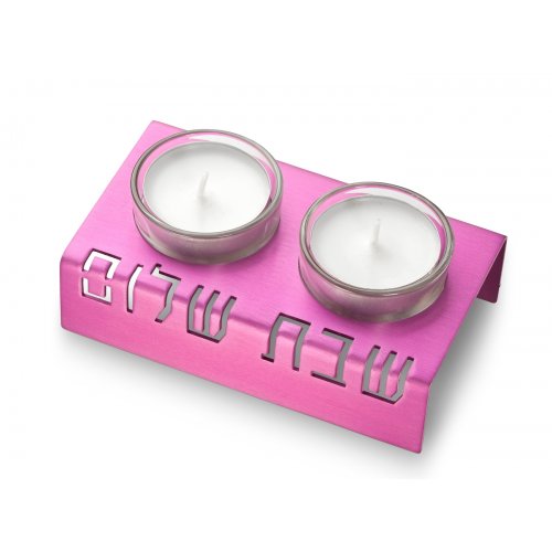 Adi Sidler Shabbat Shalom Candlesticks, Table Design - Pink