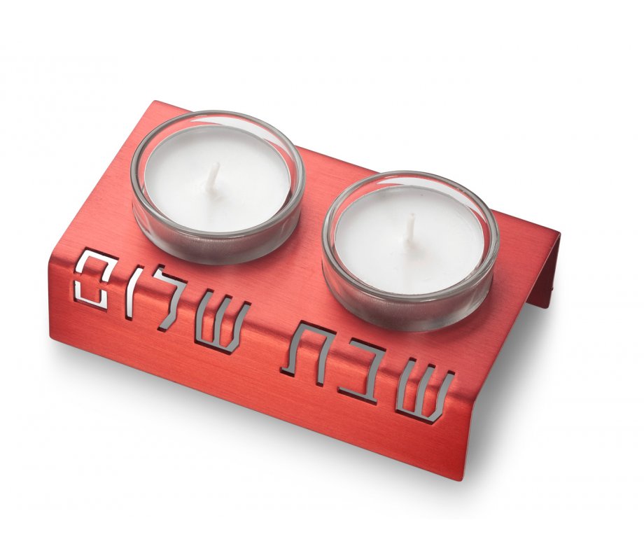 Adi Sidler Shabbat Shalom Candlesticks, Table Design - Red
