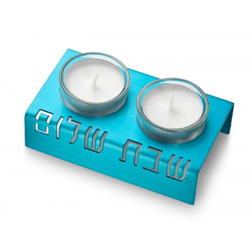 Adi Sidler Shabbat Shalom Candlesticks, Table Design - Turquoise