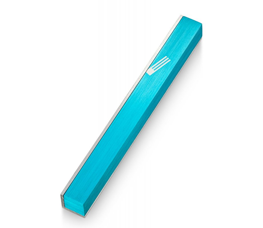 Adi Sidler Slanted Shin Letter on Edge of Mezuzah Case - Turquoise
