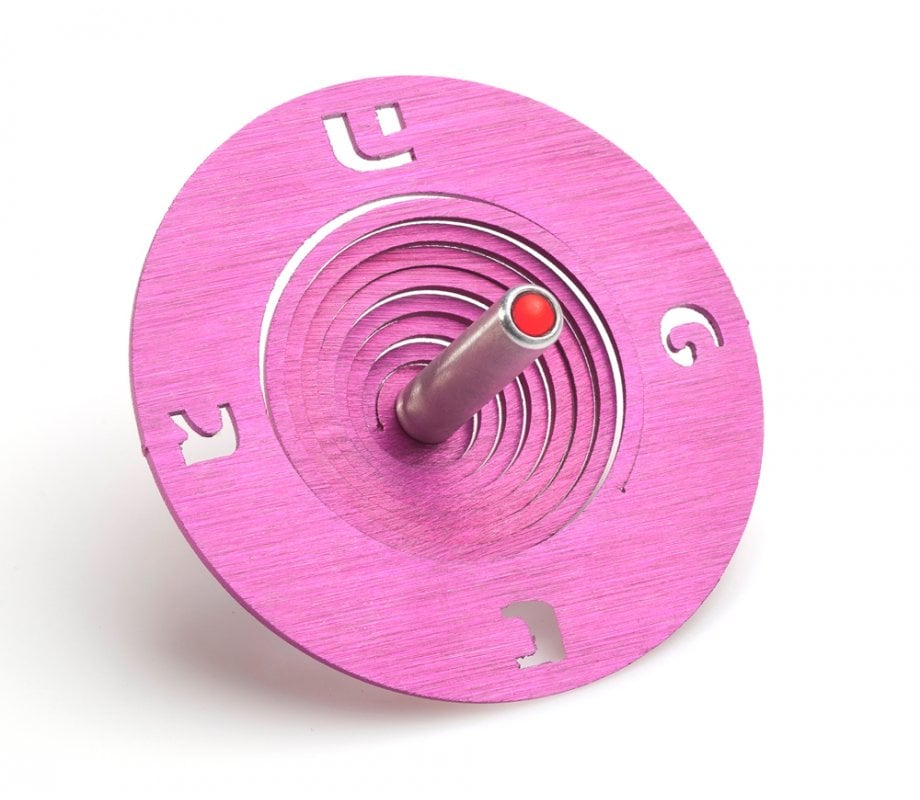 Adi Sidler Spiral Coil Chanukah Dreidel Brushed Aluminum - Pink