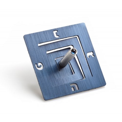 Adi Sidler Square Spiral Chanukah Dreidel Brushed Aluminum - Blue