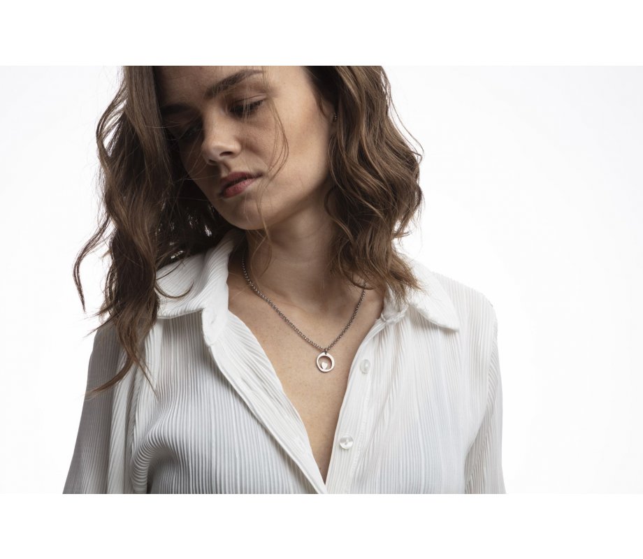 Adi Sidler Stainless Steel Necklace - Heart in Circle Pendant