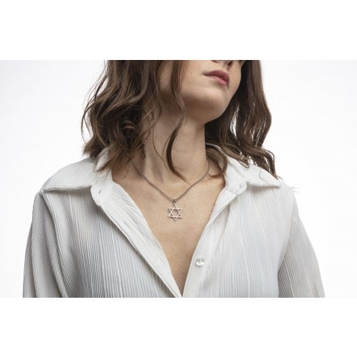 Adi Sidler Stainless Steel Necklace, Star of David with Contemporary Touch