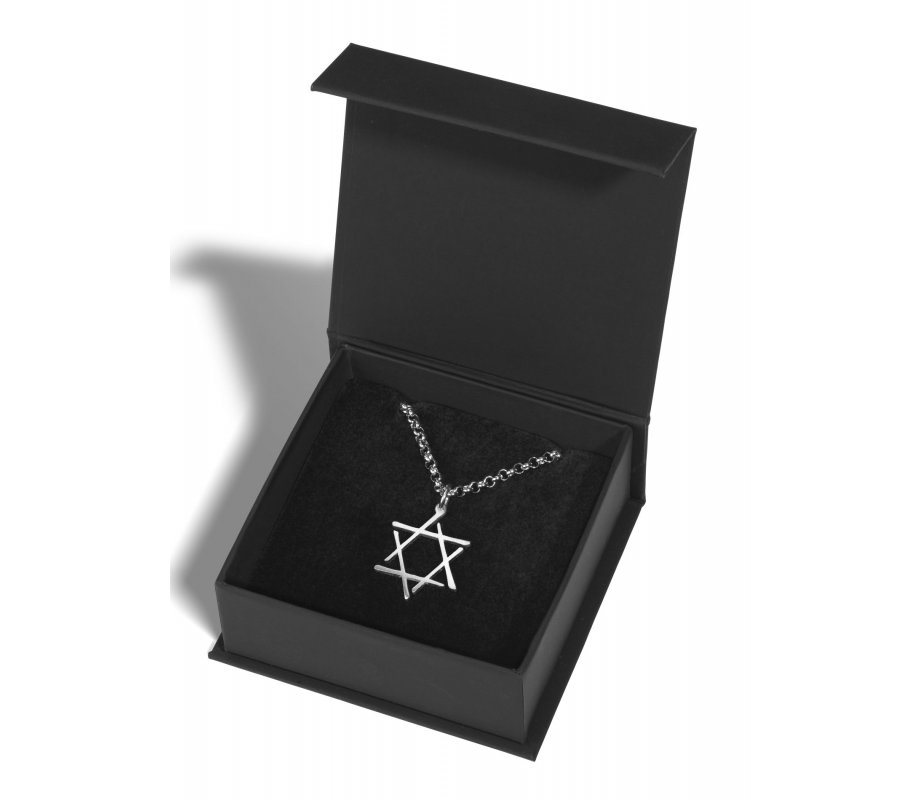 Adi Sidler Stainless Steel Necklace, Star of David with Contemporary Touch