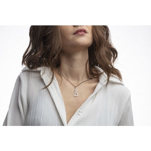 Adi Sidler Stainless Steel Necklace with Double Star of David Pendant