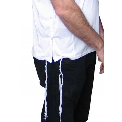 Adult White T-Shirt with Tzitzit