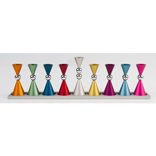 Agayof Anodized Aluminium Hourglass Hanukkah Menorah - Choice of Colors