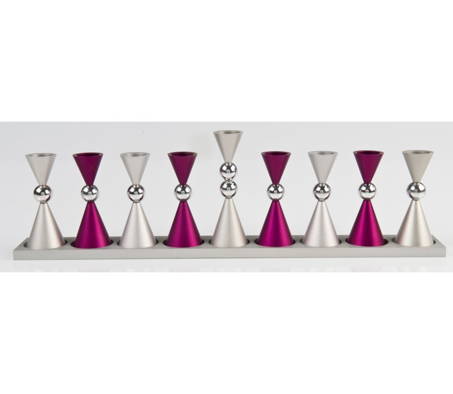 Agayof Anodized Aluminium Hourglass Hanukkah Menorah - Choice of Colors