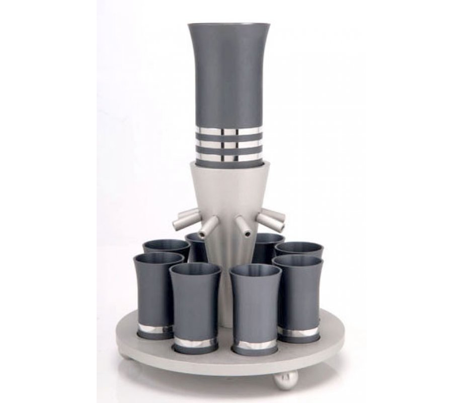 Agayof Anodized Aluminium Wine Fountain 8 Cups - Grey