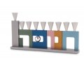 Agayof Anodized Aluminum Menorah with Cutout Hanukkah - Conical Candleholders